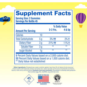 L’Il Critters Fiber Daily Gummy Supplement for Kids, for Digestive Support, Berry and Lemon Flavors, 90 Gummies
