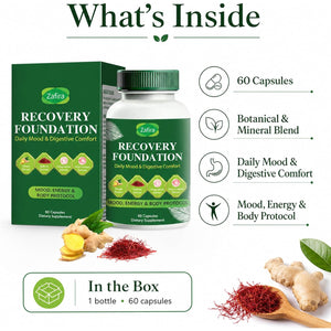 Zafira Recovery Foundation Capsules – Clear Mental Fog, Reduce Hair Loss & Boost Digestion | Clinically Tested, All-Natural Ingredients,Non-Gmo, 60 Capsules