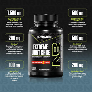 Nutrabio Extreme Joint Care - Joint Support Supplement - Joint Health Supplement, Supports Joints, Mobility, and Cartilage - 120 Capsules