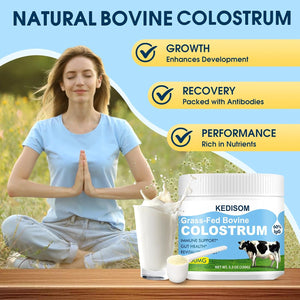 Grass-Fed Bovine Colostrum Supplement Powder - 60% High Igg 3000 Mg for Gut Health, Immune Support - Easy to Mix Natural Liposomal Colostrum Superfood, Unflavored, 50 Servings