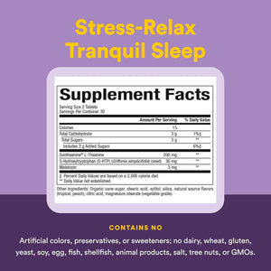 Natural Factors Tranquil Sleep - Calm Sleep Health Supplement - Relaxation Support Supplement with Melatonin & 5-HTP - 60 Chewable Tablets (30 Servings)