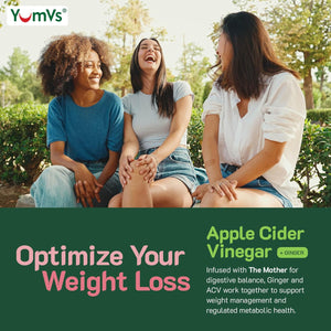 YUM-V'S Apple Cider Vinegar Gummies – ACV Gummies with Ginger & the Mother – Supports Metabolism, Vitality & Daily Wellness – Natural Apple Flavor Vegan, Non-Gmo, Gluten-Free, Cider Gummy – 60 Count