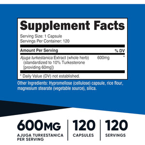 Nutricost Turkesterone Dietary Supplement 600Mg, 120 Capsules - Vegetarian, Non-Gmo & Gluten Free