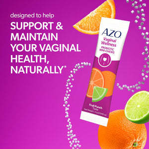 AZO Vaginal Probiotic Mini-Chews for Women, Supports Healthy Vaginal Odor, Healthy Vaginal Flora, Yeast Balance and Ph*, Delicious Fruit Punch Taste, 14 Count