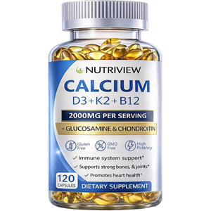 Nutriview Calcium 2000Mg with D3 & K2 - High Absorption Bone Health Supplement for Women, Non-Gmo, 120 Softgels(1Pc)