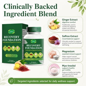 Zafira Recovery Foundation Capsules – Clear Mental Fog, Reduce Hair Loss & Boost Digestion | Clinically Tested, All-Natural Ingredients,Non-Gmo, 60 Capsules