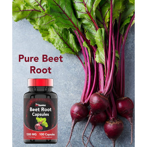 Beet Root Capsules 1500 Mg - 100 Capsules | Beet Root Powder Extract Capsules | Non-Gmo & Gluten-Free | Produced in the USA | Tnvitamins