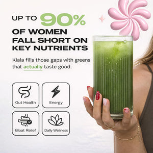 Kiala Nutrition Super Greens, Organic Greens Powder with Spirulina & Chlorella for Digestion, Gut Health, Immunity, Adaptogens, Energy, Gluten Free, Vegan, Sugar Free, Watermelon Slush, 30 Servings