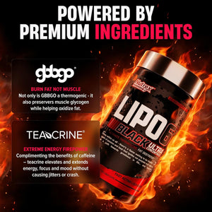 Nutrex Lipo-6 Black Max Strength Fat Burner - Fast Acting Energy, Weight Loss Diet Pills – Appetite Suppressant, Metabolism Booster - 120 Capsules
