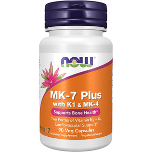 NOW Foods Supplements, MK-7 plus with K1 & MK-4, Supports Bone Health*, 90 Veg Capsules
