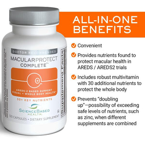 Sciencebased Health Macularprotect Complete – AREDS 2 Eye Health Supplement & Daily Multivitamin – 30+ Nutrients with Lutein & Zeaxanthin – Supports Vision & Whole Body Health – 120 Capsules