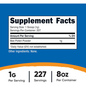 Nutricost Bee Pollen Powder (8 Oz) (Unflavored) - 227 Servings, Gluten Free, Non-Gmo, Vegetarian Dietary Supplement