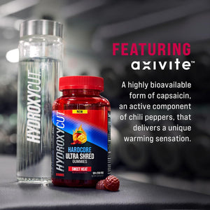 Hydroxycut Hardcore Ultra Shred Gummies, Sweet Heat - 99% Stimulant Free - Includes Capsaicin & B Vitamins - for Women & Men