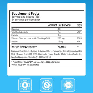 Happy Mammoth Complete Gut Repair Probiotic, Prebiotic, Fiber & Collagen Supplement for Gut Health, Digestion, Healthy Gut Microbiome, Reduces Constipation & Bloating 24 Servings, Vanilla Flavor