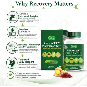 Zafira Recovery Foundation Capsules – Clear Mental Fog, Reduce Hair Loss & Boost Digestion | Clinically Tested, All-Natural Ingredients,Non-Gmo, 60 Capsules