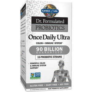 Garden of Life Dr. Formulated Probiotics Once Daily Ultra - 90 Billion CFU - Daily Probiotic for Colon & Immune Support - 30 Vegetarian Capsules