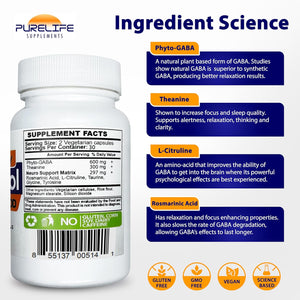 Gabatrol Daily – Plant Based GABA Supplement. Vegetarian and Vegan Friendly (60 Veggie Caps)