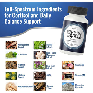Nutrapep Cortisol Gummies for Women Men - 13-In-1 High Cortisol Reducer with Ashwagandha Magnesium L-Theanine Rhodiola Rosea - Daily Cortisol Detox Manager for Stress Focus Support - Vegan Sugar Free