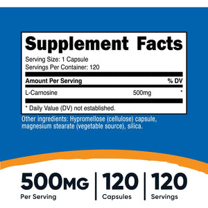 Nutricost L-Carnosine 500Mg, 120 Capsules - Gluten Free & Non-Gmo