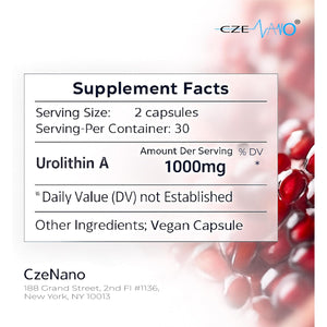 Urolithin a 1000 Mg – 60 Vegan Capsules | 99%+ Pure Urolithin a Supplement | Third‑Party Tested | COA Available | Cellular Energy & Mitochondrial Support.