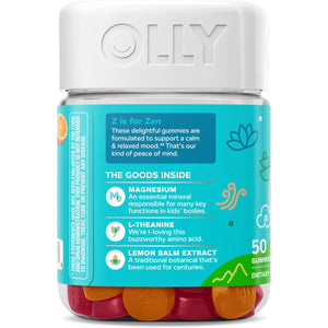 OLLY Kids Chillax Gummy, for a Calm and Relaxed Mood*, Magnesium, L-Theanine, Lemon Balm Extract, Chewable Supplement, Sherbet Flavored, 25 Day Supply - 50 Count (Packaging May Vary)