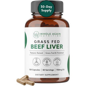 Grass Fed Beef Liver Capsules - 100% Pasture Raised - No Fillers or Flow Agents - 120 Count 3,000Mg Serving - 30-Day Supply - Iron and Energy - Grass Fed Desiccated Liver Supplement