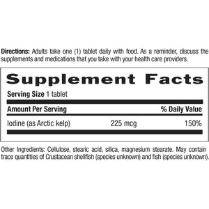Country Life Arctic-Kelp – Natural Iodine Supplement for Thyroid and Immune Support – Vegan, Gluten-Free, 225 Mcg – Ideal for Thyroid Health, Hypothyroidism, and Adrenal Support, 300 Tablets