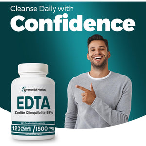 EDTA Capsules 1500Mg with Zeolite 98% and Milk Thistle, 120 Pills, Non-Gmo & Gluten Free Calcium Disodium EDTA Supplement