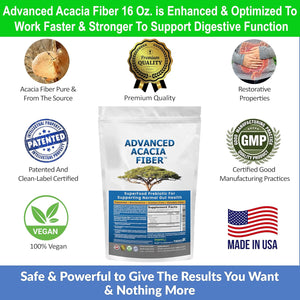 Advanced Acacia Fiber Powder 2.5 Ibs (40Oz) Organic Soluble Fiber Leaky Gut Repair Powder. Natural Supplement Prebiotic for Gut Repair