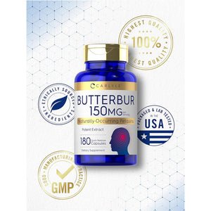 Carlyle Butterbur Supplement 150 Mg | 180 Capsules | PA Free Root Extract | Petasites Hybridus | Non-Gmo and Gluten Free