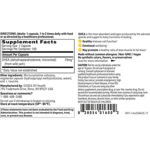 SFI Health Klaire Labs DHEA 10Mg - Dehydroepiandrosterone Derived from Wild Yam - Micronized for Superior Absorption - Soy-Free, Hypoallergenic Supplement for Men & Women (100 Capsules)
