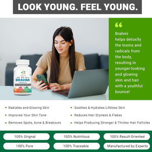 Organic Aura Brahmi Capsules -120 Count. Naturally Strengthens and Boosts Immunity and Memory. Whole Green Superfood. Non GMO - Gluten Free.