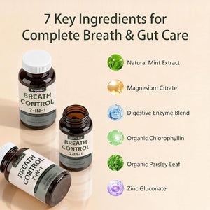 Ovouria Breath & Gut Balance Capsules - 7-In-1 Formula with Probiotics, Zinc Gluconate & Magnesium Citrate for Fresh Breath, Chronic Halitosis Relief & Digestive Wellness, 60 Count(1Pc)