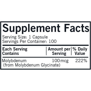 Kirkman - Molybdenum 100 Mcg - 100 Capsules - Essential Minerals - Breaks down Sulfites & Toxins - Hypoallergenic