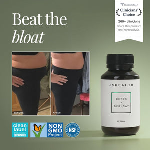 Jshealth Detox + Debloat. Bloating Relief for Women with Milk Thistle, Turmeric, and Fennel. Liver Health and Gut Support. Nutritionist-Formulated (60 Tablets)