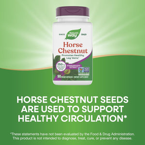 Nature'S Way Horse Chestnut Extract, Premium Extract, Promotes Healthy Leg Veins*, 250 Mg per Serving, Vegan, 90 Capsules (Packaging May Vary)