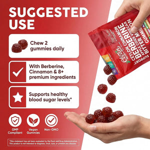 Sugar Savior Ceylon Cinnamon Berberine Gummies Apple Cider Vinegar Artichoke Turmeric Blueberry Ginseng Banaba Bitter Melon Black Pepper Vitamin D Zinc GLP1 Gummies 60 Count by Clean Nutra