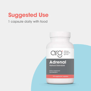 Allergy Research Group ARG Adrenal Cortex - Supports Healthy Stress Response & Metabolism - Delivers 150 Mg Freeze-Dried Bovine Adrenal Cortex Tissue - 100 Servings - 150 Capsules