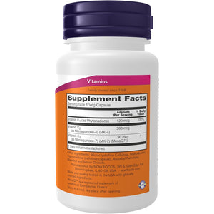 NOW Foods Supplements, MK-7 plus with K1 & MK-4, Supports Bone Health*, 90 Veg Capsules