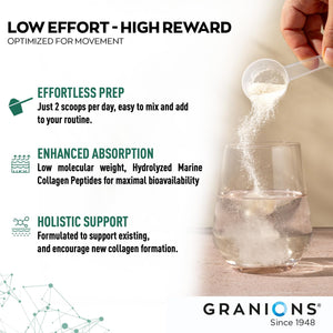 Granions Glucosamine Chondroitin MSM Powder 6,630Mg - Joint Supplements for Men and Women - Chondrosteo, Hydrolyzed Marine Collagen Peptides, Essential Vitamins Glucosamine Complex - Wild Berry 9.9Oz