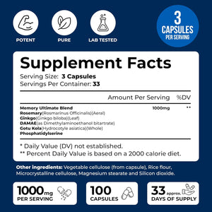 We like Vitamins Phosphatidylserine Supplement with Gingko Biloba, Gotu Kola, DMAE - Improves Focus, Memory, Cognitive Function - Soy-Free 1000Mg Memory Ultimate Complex - 100 Easy-To-Swallow Capsules