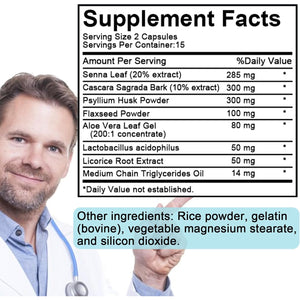 TAOTERS 15 Day Cleanse Gut Support 1 Pack, Detox Supplement with Senna, Cascara Sagrada & Psyllium Husk, for Men and Women | 30 Capsules