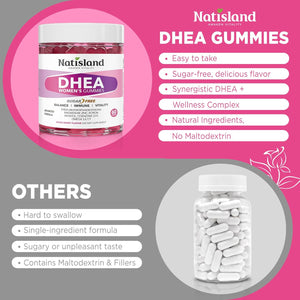 DHEA Supplement for Women, DHEA 50Mg with Omega-3, Magnesium & Antioxidant Blend, Supports Hormone Balance, Healthy Aging, Immunity & Energy, DHEA 25 Mg per Gummy, Non-Gmo, Sugar Free, 60Ct