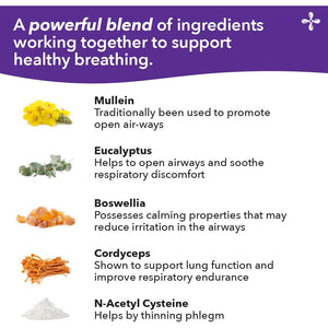 Lung Capaci-T - Respiratory Support Supplement - Coq10, N-Acetyl Cysteine, Boswellia, Eucalyptus, Mullein, Green Tea, Nettle & Peppermint - Increases Oxygen Capacity & Reduces Mucus - 90 Capsules