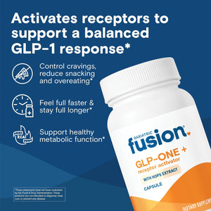 Bariatric Fusion GLP-1 plus | GLP Activate Receptors to Feel Full Faster and Longer* | Natural Supplement with Copaiba and Hops Extract | Gluten Free and Vegan GLP1 Supplement | 30 Capsules