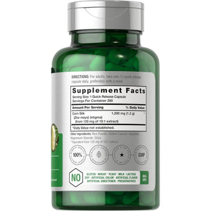 Horbäach Corn Silk Capsules | 200 Count | Non-Gmo, Gluten Free Extract Supplement
