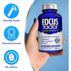 Focus Factor Nutrition for the Brain Improved Memory & Concentration Brain Supplement, 150 Count, 1 Pack (10407)