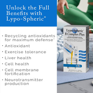 Livon Laboratories Lypo–Spheric B Complex plus – 30 Packets – 195 Mg B Vitamins, Minerals & Cinnamon per Packet – Liposome Encapsulated for Improved Absorption – 100% Non–Gmo