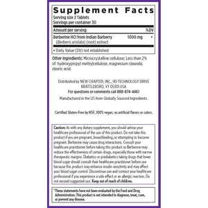 New Chapter Berberine Supplement - Super-Potent Berberine 1000 Mg, 30X Concentrated Indian Barberry Extract to Support Metabolic Health + Heart Health + Glucose Support, Vegan, Gluten Free, 60 Count