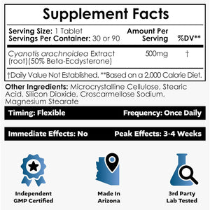 Nootropics Depot Beta Ecdysterone/20-Hydroxyecdysone 50% Capsules | 500Mg | Cyanotis Arachnoidea Extract | Phytoecdysteroid | 30 Count